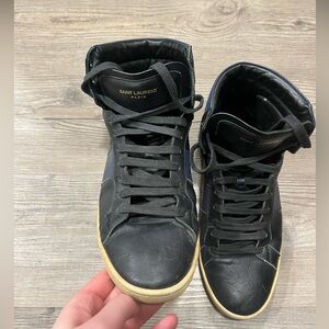 Saint Laurent Black and Navy Leather high top Sneakers Men’s size 43